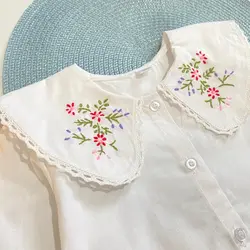 شومیز یقه ب ب گلدوزی دخترانه