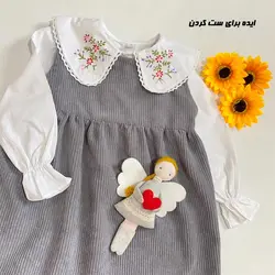 شومیز یقه ب ب گلدوزی دخترانه