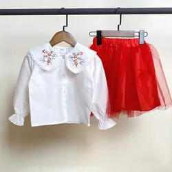 شومیز یقه ب ب گلدوزی دخترانه