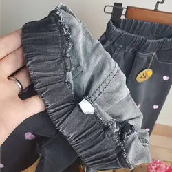 شلوار لی گلدوزی قلب دخترانه