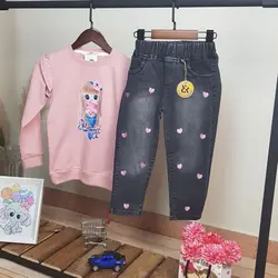 شلوار لی گلدوزی قلب دخترانه