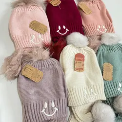 کلاه شال رینگی بافت دخترانه پوم دار