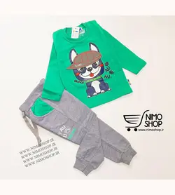 بلوز شلوار راحتی پسرانه مدل هاپو کلاهدار