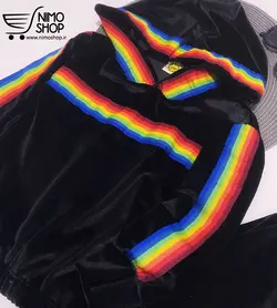 هودی شلوار مخمل اسپرت مدل رنگین کمان