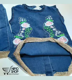 تاپ شلوارک لی دخترانه طرح گل