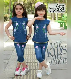 تاپ شلوارک لی دخترانه طرح گل