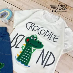 ست تیشرت و شلوارک جین مدل کروکدیل