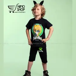 ست گربه سیاه ( تیشرت شلوارک، تل گربه ای و نقاب)