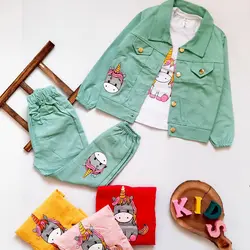 سه تیکه کتان دخترانه مدل یونیکورن