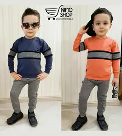 ست بلوز شلوار بیرونی پسرانه مدل نواری | NIMOshop