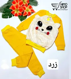 بلوز شلوار دخترانه پولیشی گلدوزی گربه | NIMOshop