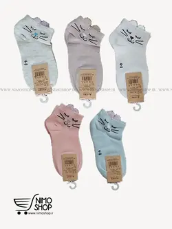 جوراب اسپورت ساق کوتاه طرح گربه/ فقط آبی | NIMOshop