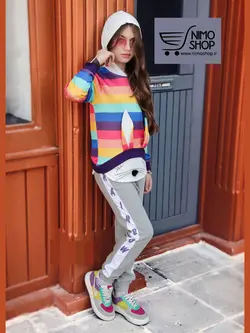 ست هودی شلوار تو کرکی دخترانه مدل خرگوشی | NIMOshop