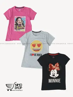 تیشرت پولک برگردون طرح اموجی،لونا و مینی موس | NIMOshop