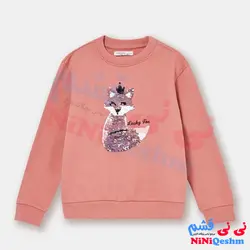 دورس دخترانه استین بلند طرح روباه پولک کاری شده 2 تا 10 سال