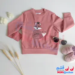 دورس دخترانه استین بلند طرح روباه پولک کاری شده 2 تا 10 سال