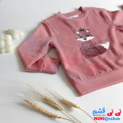 دورس دخترانه استین بلند طرح روباه پولک کاری شده 2 تا 10 سال