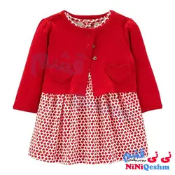 قیمت و خرید سارافون مجلسی دخترانه نوزاد رنگ قرمز طرح قلب