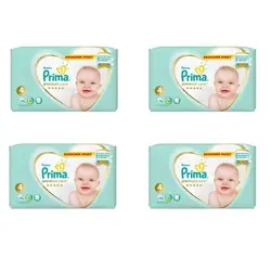 پوشک پریما پمپرز سفید ضد حساسیت سایز ۴ بسته های 4 تایی prima pampers