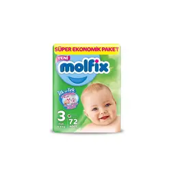 پوشک مولفیکس سایز 3 اونتاژ 72 تایی molfix