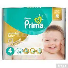 پوشک پریما پمپرز سفید ضد حساسیت سایز 4 (35 تایی) prima pampers