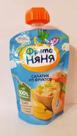 پوره ساندیسی موز،هلو و گلابی به همراه مخلوط میوه های +6 فروتونیا