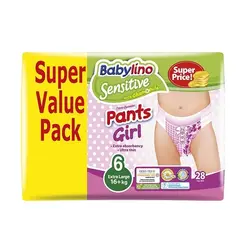 پوشک شورتی دخترانه سایز ۶ (۲۸ عددی) بیبی لینو Babylino