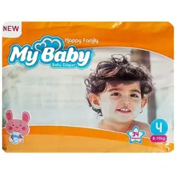 پوشک مای بیبی نارنجی سایز 4 بسته 34 تایی my baby