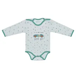 زیردکمه آستین بلند نوزادی مانی نی مدل ماشین سبز