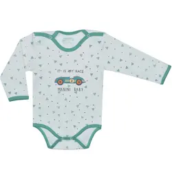 زیردکمه آستین بلند نوزادی مانی نی مدل ماشین سبز