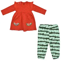 ست پیراهن و شلوار نوزادی بی بی وان مدل پولکی هندوانه یلدا