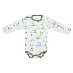 بادی آستین بلند نوزادی بی بی وان مدل تمام چاپ ماشین