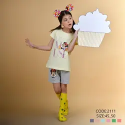 ست تی شرت و شلوارک دخترانه نیروان مدل 2111 -3