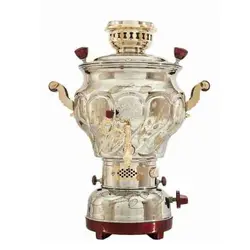 سماور گازی طاووس مدل خمره ای قلم زنی کد 2-104  گنجایش 6 لیتر