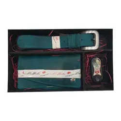 ست هدیه کیف و کمربند زنانه چرم بوفالو سیاه