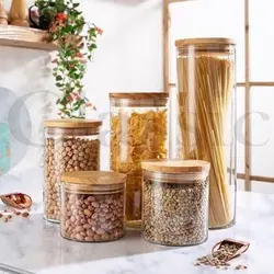 بانکه قاشق دار درب بامبو بسته 4 عددی