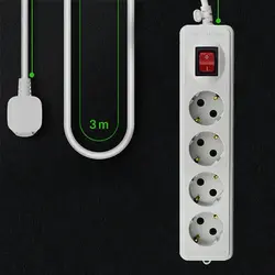 سیم سیار 4 خانه مغزی سرامیکی و ارت دار پارت الکتریک با کابل 3 متری