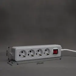 سیم سیار 4 خانه مغزی سرامیکی و ارت دار پارت الکتریک با کابل 3 متری