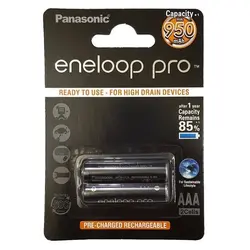 باتری نیم قلمی قابل شارژ پاناسونیک مدل eneloop Pro با ظرفیت 950 میلی آمپر ساعت بسته‌ ۲ عددی