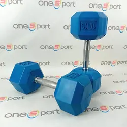 دمبل شش ضلعی رنگی 10 کیلوگرمی | بسته دو عددی