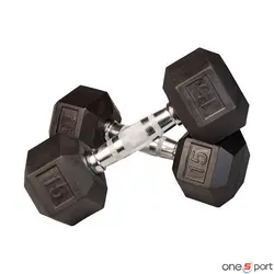 دمبل شش ضلعی 15 کیلوگرم بسته دو عددی