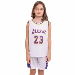 پیراهن و شورت بسکتبالی بچه گانه لس آنجلس لیکرز سفید