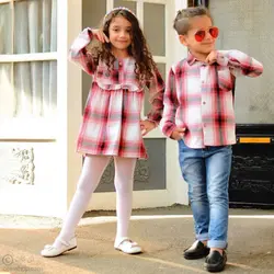 پیراهن پسرانه چهارخانه کرکی آبی