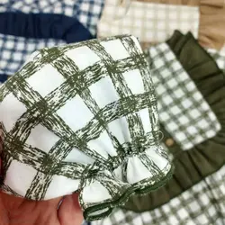 شومیز چهارخانه شلوار آزاد لینن سرمه ای