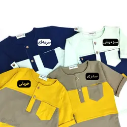 تیشرت دو دکمه پرچمی خردلی