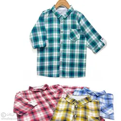 پیراهن آستین کوتاه چهارخانه قرمز