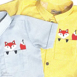 پیراهن آستین کوتاه روباه شیطون زرد