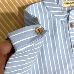 پیراهن یقه ایستاده آستین پاکتی قهوه ای