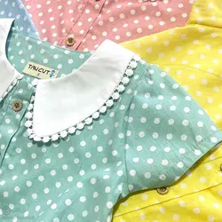 شومیز آستین کوتاه خال خالی