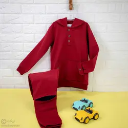 هودی شلوار سه دکمه زرشکی